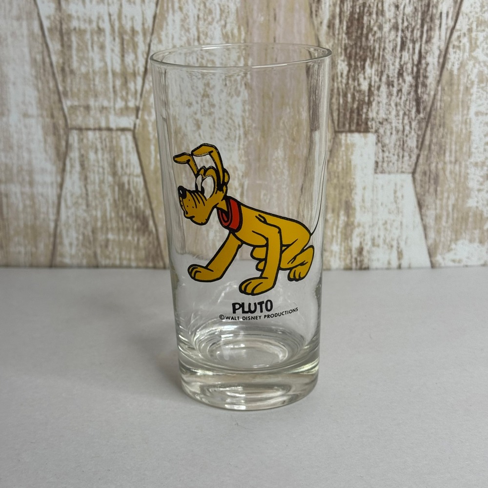 Vintage Walt Disney Productions Pluto Character Glass Drinking Tumbler Dog